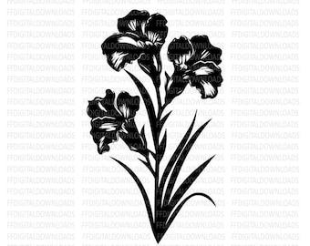 Gladiolus SVG, Gladiolus PNG, Gladiolus Flower Clipart, Gladiolus silhouette, Vector, EPS, Cricut, Cut File, Clipart, Digital Download