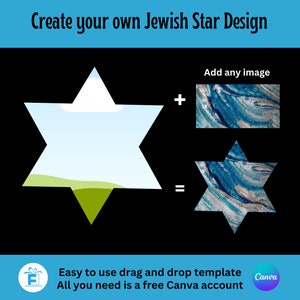 Clipart étoile juive, cadre toile étoile juive, modèle de toile modifiable par glisser-déposer, sublimation, créer votre propre clipart étoile juive