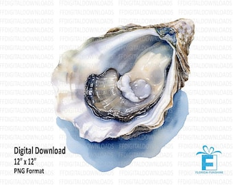 Oyster Clipart, Oyster PNG, Oyster image, Watercolor Oyster Png, Digital Clipart, Sublimation, Printable, Digital Download