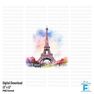 Eiffel Tower PNG, Watercolor Eiffel Tower Clipart, Eiffel Tower France, Sublimation, Printable, France Clipart, Digital download, #0215