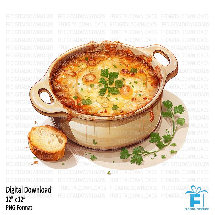 French Onion Soup Clipart, French Onion Soup PNG, French Onion