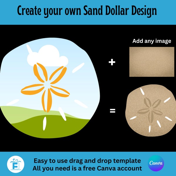 Sand Dollar Clipart, Sand Dollar Canva Frame, Drag and Drop Editable Canva Template, Sublimation PNG, Create your own Sand Dollar clipart