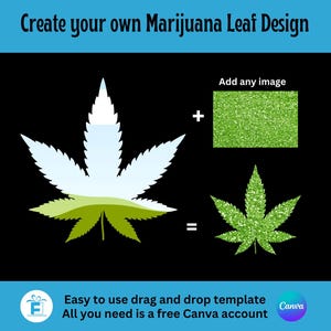Cadre de toile de feuille de marijuana, modèle de toile modifiable par glisser-déposer, sublimation, clipart feuille de marijuana, créez votre propre clipart de marijuana