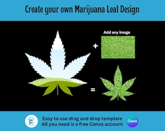 Canva frame marihuanablad, bewerkbare canva-sjabloon slepen en neerzetten, sublimatie, marihuanablad clipart, maak je eigen marihuana-clipart
