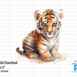 Baby Tiger Clipart, Baby Tiger PNG, Tiger Png, Baby Tiger Image, Nursery Art, Sublimation, Printable, Digital Download, #4095