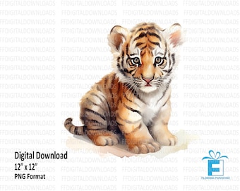 Baby Tiger Clipart, Baby Tiger PNG, Tiger Png, Baby Tiger Bild, Kinderzimmer Kunst, Sublimation, bedruckbar, digitaler Download, #4095