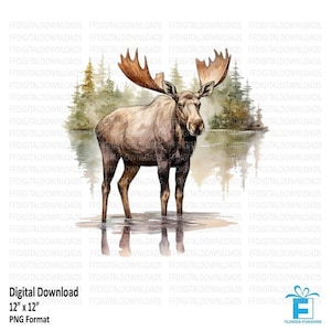 Moose PNG, Watercolor Moose Clipart, Moose clipart, Moose design, moose art, sublimation, printable, instant digital download, #0174