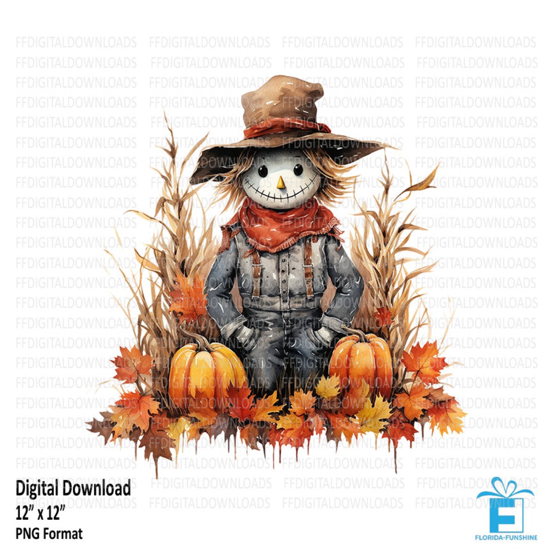 Scarecrow Clipart, Scarecrow Png, Watercolor Scarecrow, Fall Art ...