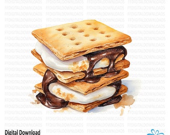 Clipart Smores, Smores PNG, Image Smores, Smores Digital Clipart, Clipart dessert, sublimation, imprimable, téléchargement numérique, #5493