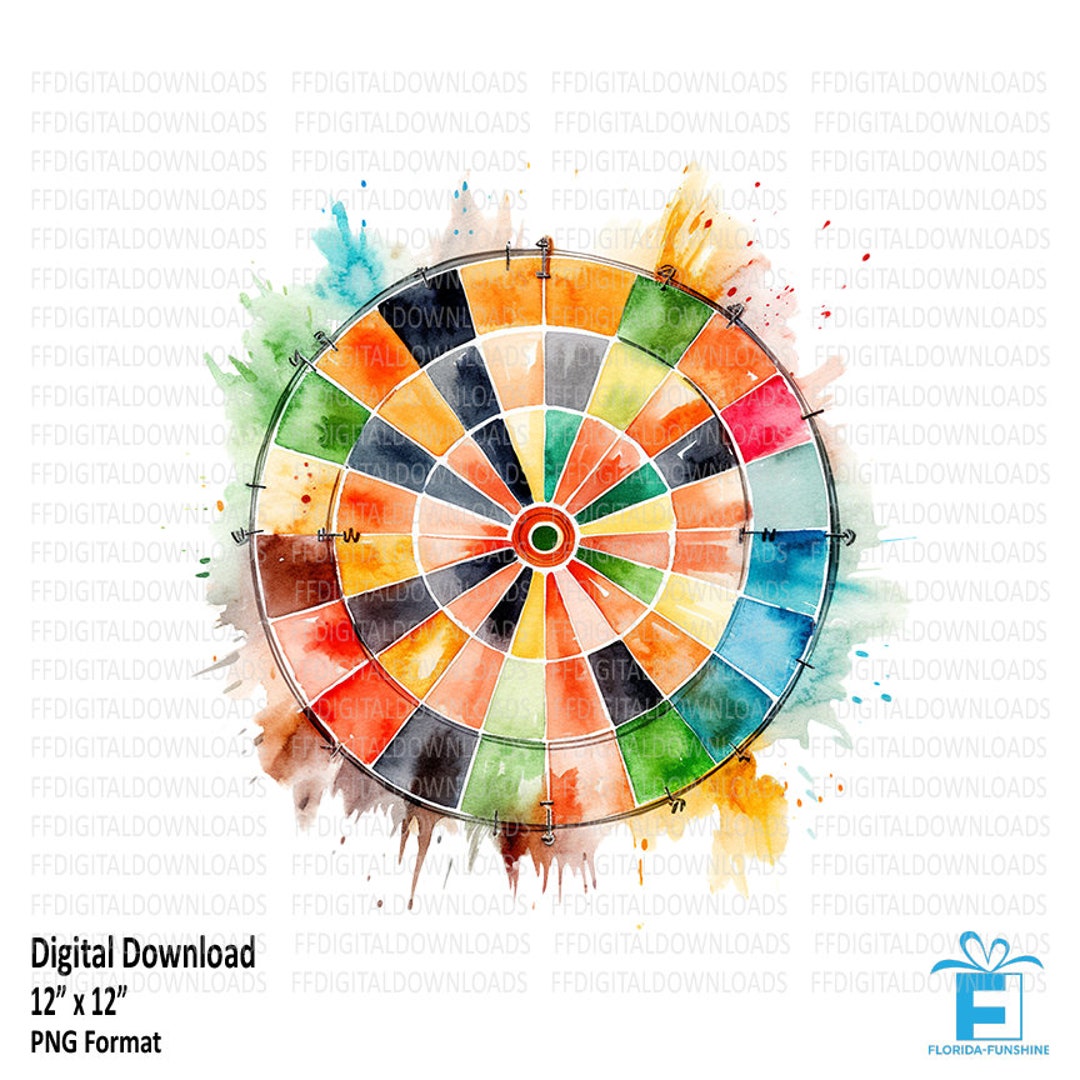 Dart Board Clipart, Dart Board PNG, Watercolor Dart Board, Dart Board