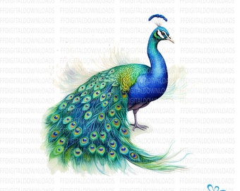 Peacock-clipartbundel, 7 hoogwaardige png-bestanden, Peacock-png, commercieel gebruik, Peacock-sublimatie, afdrukbare Peacock, digitale downloads