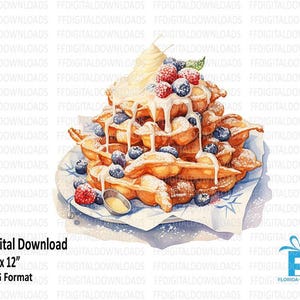 Funnel Cake Clipart, Funnel Cake PNG, Watercolor Funnel Cake, Funnel Cake Digital Design, Sublimation, Printable, Digital Download, #4122