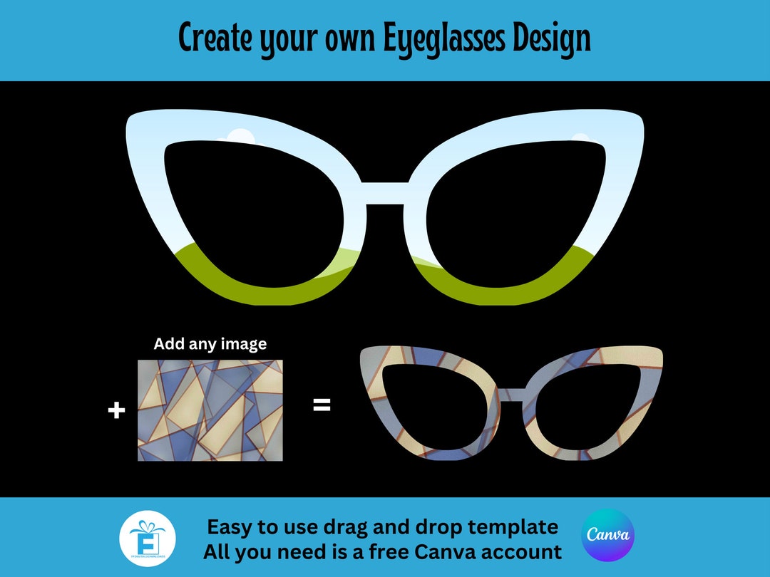 Eyeglasses Clipart, Eyeglasses Canva Frame, Drag and Drop Editable