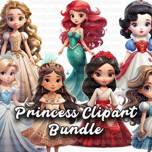 Princess PNG, 7 High-Quality PNGs, Little Princess Clipart, Watercolor Princess, Baby Princess,  Printable, Digital Download, Commercial Use