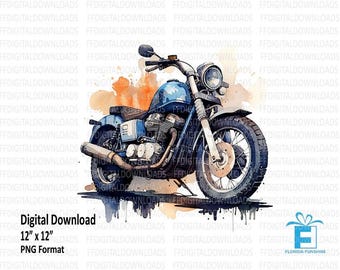Watercolor Motorcycle Clipart, Motorcycle PNG, Motorcycle Digital Clipart, Sublimation, Printable, Digital Download, #4098
