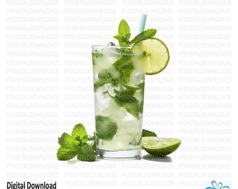 Mojito Clipart, Mojito PNG, Mojito Image, Cocktail Clipart, Cuban Cocktail, Mojito Sublimation, Printable, Digital Download #5390