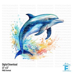 Watercolor Dolphin Clipart, Watercolor Dolphin Png, Dolphin Clipart, Dolphin Image, Dolphin Sublimation, Printable, Digital Download, #5625