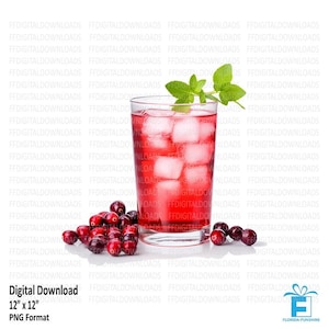 Cranberry Juice Clipart, Cranberry Juice Png, Glass of Cranberry Juice png, Digital Clipart, Sublimation, Printable, Digital Download, #5402