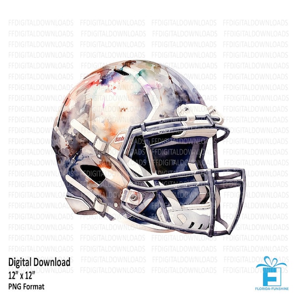 Football Helmet Clipart, Football Helmet PNG, Watercolor Football Helmet, Digital Clipart, Sublimation, Printable, Digital Download, #5460