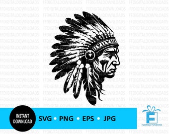 Native American PNG, Native American SVG, Native American Clipart, Vector, Silhouette, EPS, Cricut, Cut File, Clipart, Digital Download