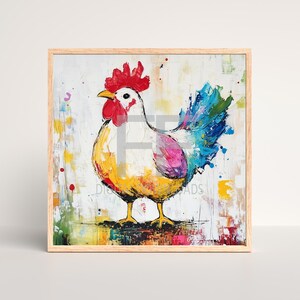 Chicken PNG, Colorful Chicken Art ready to Print and Frame, Digital Art, Chicken, Printable Digital Download, instant download