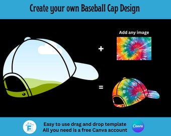 Baseballkappe Clipart, Baseballkappe Canva Rahmen, bearbeitbare Canva Vorlage per ziehen und ablegen, Sublimation PNG, erstellen Sie Ihre eigene Baseballkappe Clipart