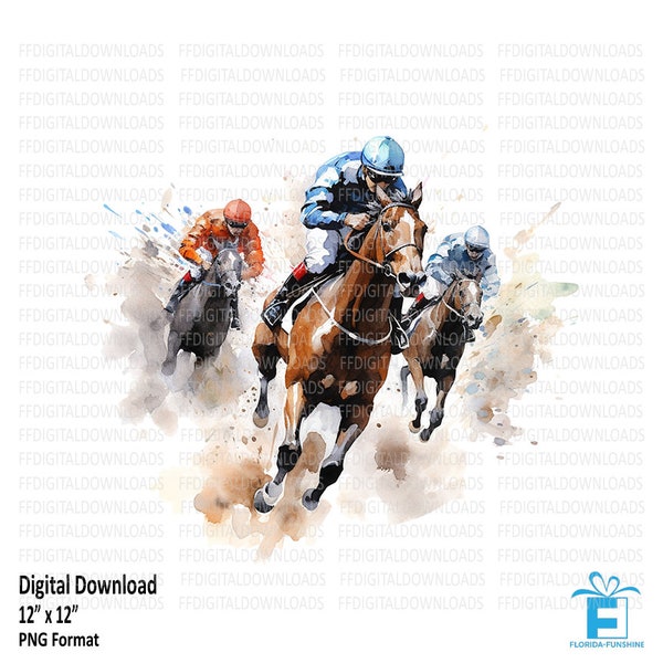 Horse Race Clipart, Horse Race Png, Watercolor Horse Race, Horse race Image, Sublimation, Printable, Digital Download, #5347