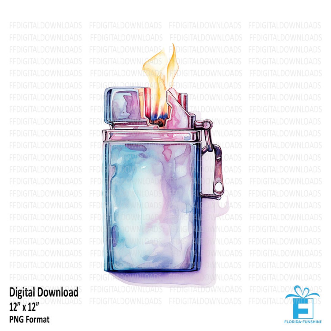 Watercolor Lighter Clipart Watercolor Lighter PNG Lighter Etsy