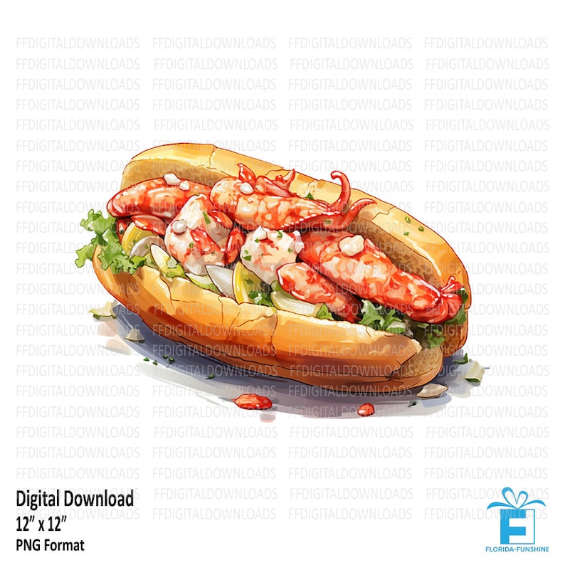 Lobster Roll Clipart Lobster Roll PNG Watercolor Lobster Etsy