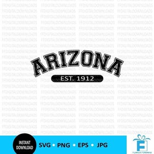 SVG Arizona, Arizona PNG, Arizona Shirt Design, Arizona Gift, Arizona 1917, Arizona, Varsity, Cricut, Bestand knippen, Clipart, Digitale Download
