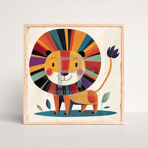 Lion PNG, Colorful Lion Art ready to Print and Frame, Digital Art, Cute Lion, Printable Digital Download, instant download