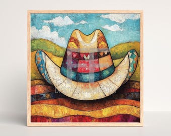 Cowboy Hat PNG, Digital Artwork of Cowboy, Printable Digital Download, instant download, Western Cowboy Hat Art, Multicolored