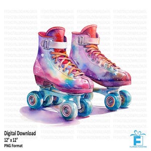 Roller Skates Clipart, Roller Skates Png, Watercolor Roller Skates, Roller Skates Sublimation, Pintable, Digital Download, #5627