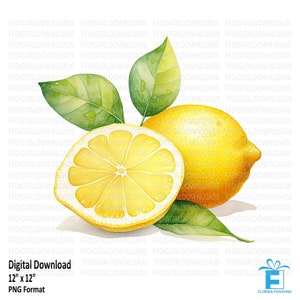 Lemon Clipart, Lemon Png, Watercolor Lemon, Lemon Digital Clipart, Lemon, Lemon Sublimation, Lemon art, Printable, Digital Download, #415