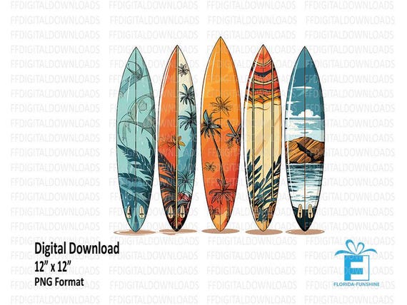 Surfboard Clipart, Surfboard PNG, Surfboard Digital Clipart, Surfboard Design, Sublimation, Printable, Digital Download, #4083