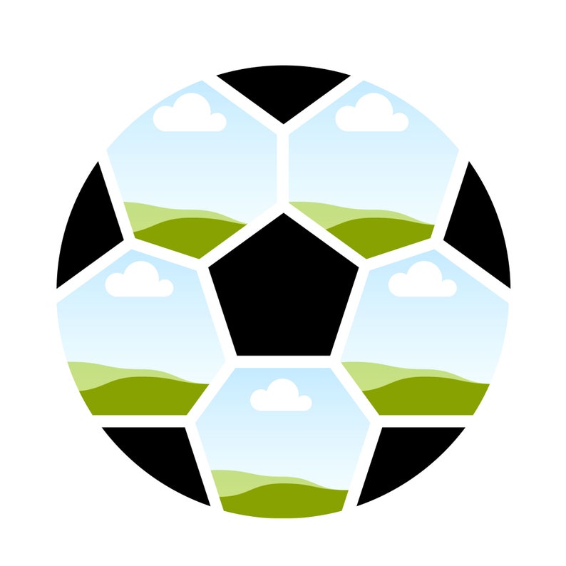 Soccer Ball Clipart, Soccer Ball Canva Frame, Drag and Drop Editable Canva Template, Sublimation PNG, Add 5 images or designs image 2