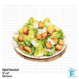 Caesar Salad Clipart, Caesar Salad PNG, Caesar Salad Image, Digital Clipart, Sublimation, Printable, Digital Download, #5212