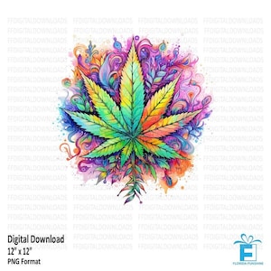 Marijuana leaf PNG, Marijuana Clipart, Colorful Pot leaf, Cannabis PNG, Prett Weed Leaf PNG, sublimation, printable, instant download, #0161