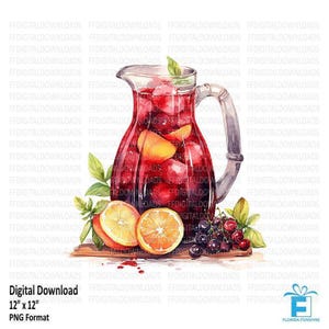 Sangria Clipart, Sangria PNG, Spanish Sangria, Sangria Digital Clipart, Sangria Pitcher, Sublimation, Printable, Digital Download, #5046