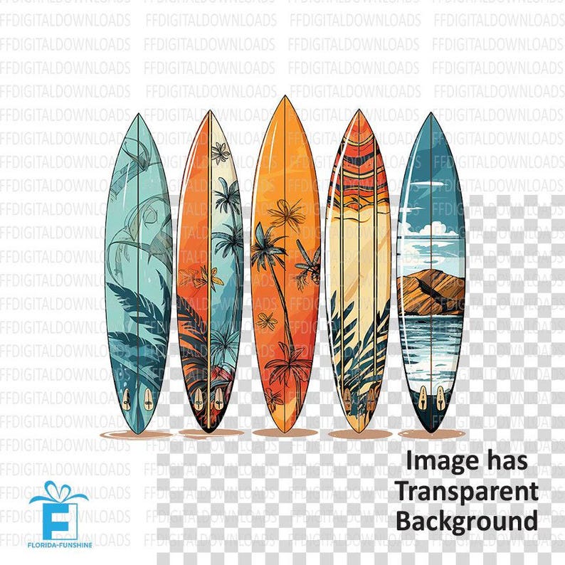 Surfbrett Clipart, Surfbrett PNG, Surfbrett digitale Clipart, Surfbrett Design, Sublimation, druckbar, digitaler Download, #4083 Bild 2