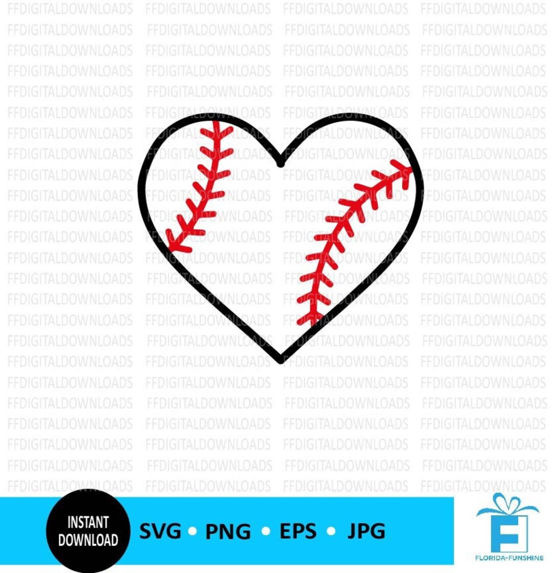 Baseball Svg Heart Shaped Baseball SVG Heart Baseball Clip Art Baseball ...