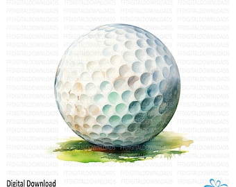 Golf Ball Clipart, Golf Ball PNG, Watercolor Golf Ball , Golf Ball Digital Clipart, Sublimation, Printable, Digital Download, #5408