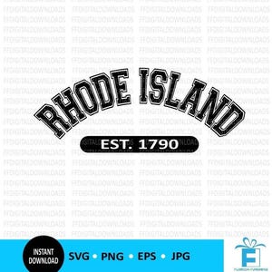 Rhode Island SVG, PNG, Rhode Island Shirt Design, Rhode Island est 1790, Rhode Island Varsity, Cricut, Cut File, Clipart, Digital Download