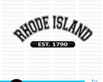 Rhode Island SVG, PNG, diseño de camiseta de Rhode Island, Rhode Island se fundó en 1790, equipo universitario de Rhode Island, Cricut, archivo de corte, clipart, descarga digital