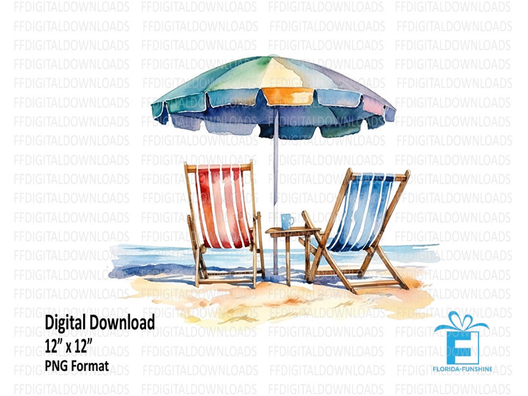 Beach Chairs and Umbrella Clipart, Beach Chairs and Umbrella PNG ...
