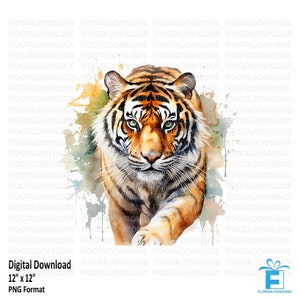 Tiger Clipart, Tiger Png, Watercolor Tiger, Tiger Digital Clipart, Tiger Image, Tiger Sublimation, Printable Tiger, Digital Download, #5544