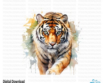Tiger Clipart, Tiger Png, Watercolor Tiger, Tiger Digital Clipart, Tiger Image, Tiger Sublimation, Printable Tiger, Digital Download, #5544