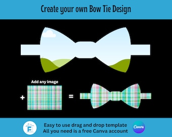 Bow Tie Clipart, Bow Tie Canva Frame, Drag and Drop Editable Canva Template, Sublimation, Create your own Bow Tie clipart, Bow Tie Template