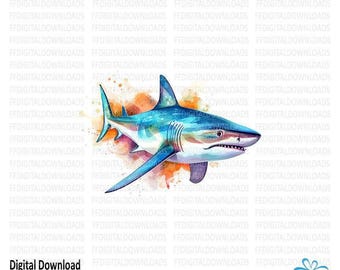 Hai PNG, Hai Clipart, bunter Hai Png, Aquarell Hai Clipart, Hai Sublimation, druckbares Hai Design, digitaler Download, #0217