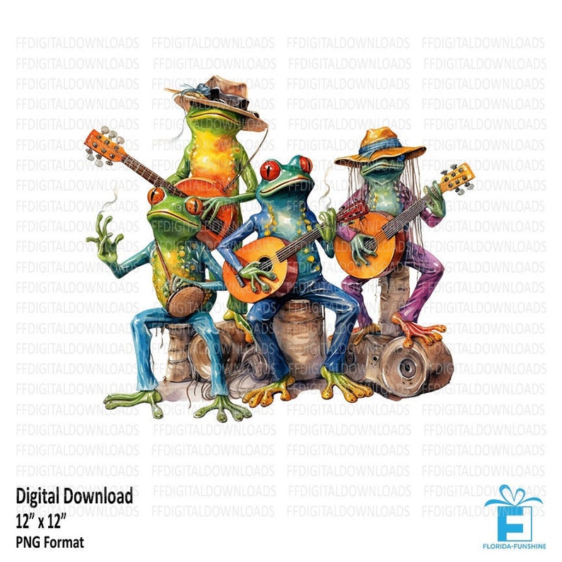 Frog Band Clipart Bluegrass Frog Band Frog Band PNG Frog Etsy